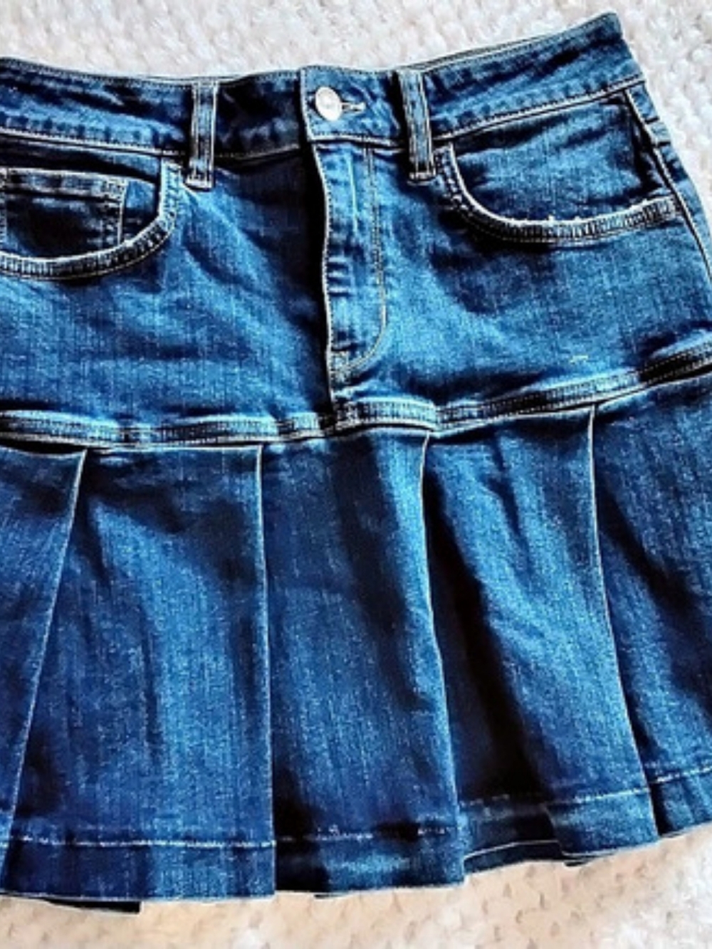 Liu Jo Denim Pleated Mini Skirt in Blue